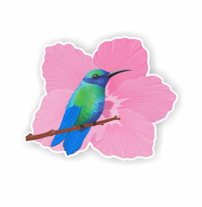 Hummingbird With Flowers Sticker