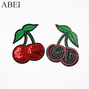 Cherry Sequin Iron-On Patch,Red Sequin Cherry Cherry Sequin Iron-On Patch,Red Sequin Cherry