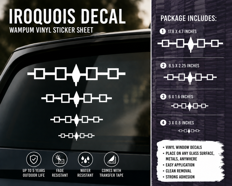 Iroquois  Decal, Wampum Vinyl Sticker Sheet