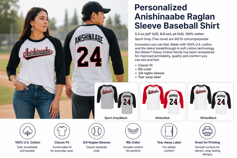 Personalized Anishinaabe Raglan Sleeve Baseball Shirt