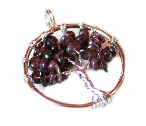 Small Tree of Life Pendant - Garnet