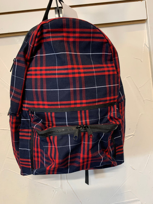 Arch Backpack.  Zippered top, outside zippered pocket.  Padded, adjustable shoulders traps.  Inside nylon lining with ID label.  