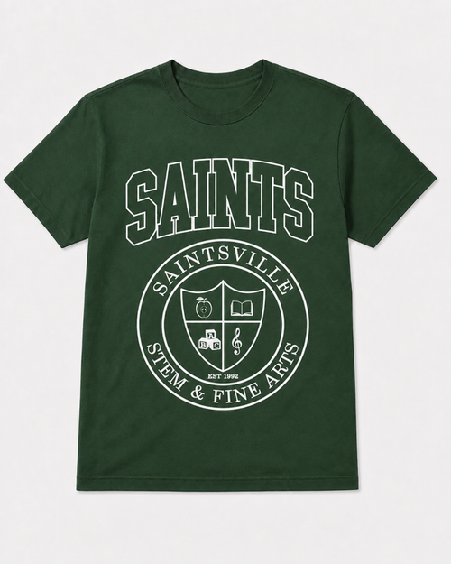 Saintsville Spirit Shirt, Can be worn on Fridays. Shirts will be ready for pick up 2-4 days after ordering.