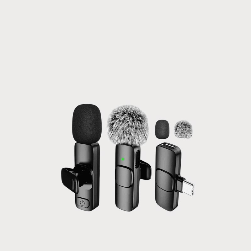 Office Home Vlogs Streaming Wireless Lavalier Lapel Microphone 2-Set Mini Video Recording Mic for iPhone iPad Interview Video Podcast Vlog with Noise Reduction Macbook, Android Apple IOS Phones 2 Piece Set in black