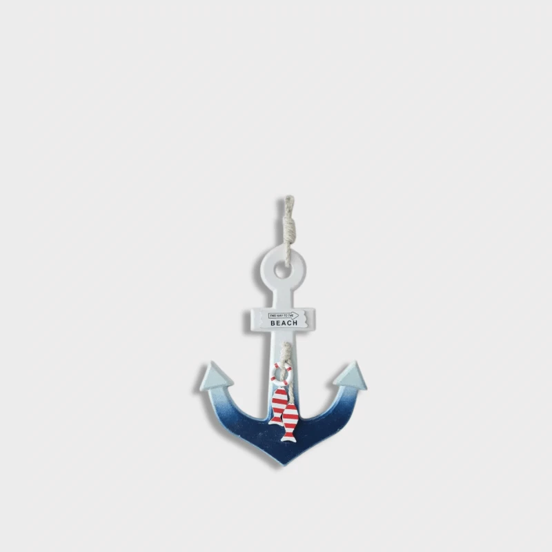 Indoor Outdoor Garden New England USA American Mediterranean Nautical ships Anchor Navigation Decoration Wooden Marine Crafts Home Wall Courtyard Decor Pendant Hanging Clothes Hook Beach Sign in deep dark blue with white multi color