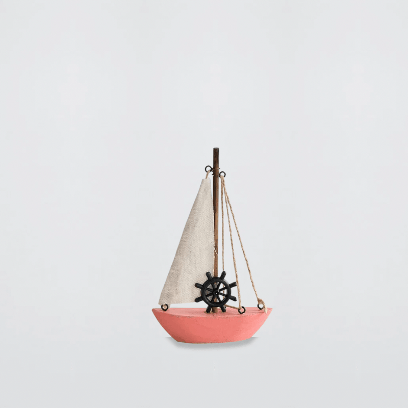 Indoor Outdoor Garden New England USA American Mediterranean Vintage pastel Colored Nautical Themed Wooden sailing Sailboat Boats Model Home Decoration Hotel Room Figurine The Best Gift for Adult Teenagers in orange