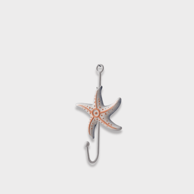 Indoor Outdoor Garden Nautical Themed Entryway reception Home Decorative starfish fish Wall Hook Coat Hanger Ocean Decor Key Hanger Hooks in orange, multi color