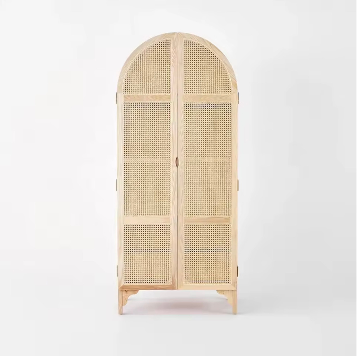 Office home Woven Rattan Bedroom Hidden 2 Doors and drawers Wooden Wardrobe Closet in light beige brown Wardrobes furniture