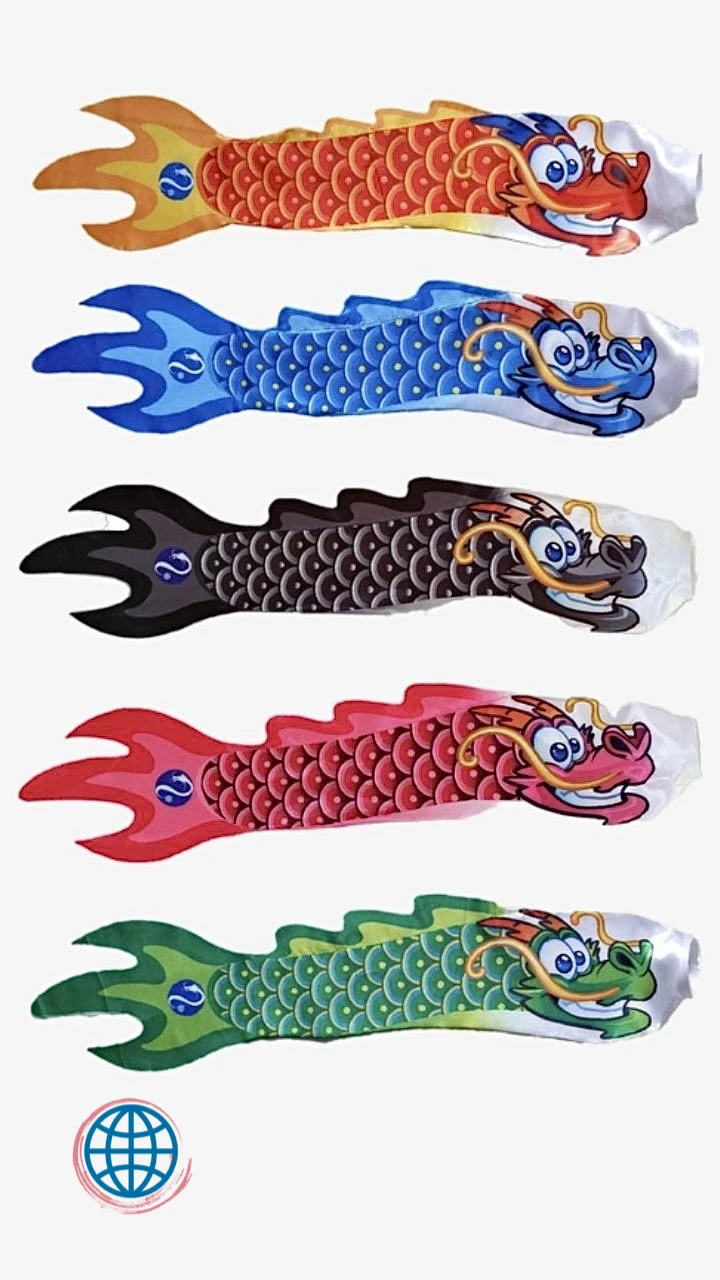 Windsock Fish Kite Outdoor Chimes Home Streamer Colorful Japan Cartoon Carp Dragon Flag Gift Decor Spinner Wind Style River Bank Flags, Banners & Accessories Japanese Trending