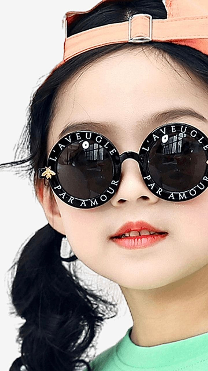 Big Round L’AVEUGLE PAR AMOUR Bee Kids Child Sunglasses Baby Boys Girls Festival Punk Sun Glasses Fashion Children Eyeglasses Shades UV400 Oculos Sol Girl's Sunglasses