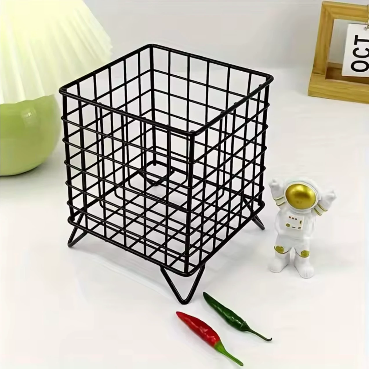 Home kitchen study room Office Desktop Multi-functional metal Storage Basket, Shelf Baskets in black color