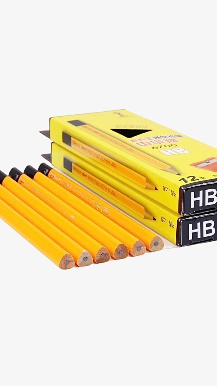 12-Piece 12pc s/ set Thick Triangle Pencil HB Wooden Pencils Set for Children Kids Writing Posture Correction School Office Supplies Standard Pencils Trending