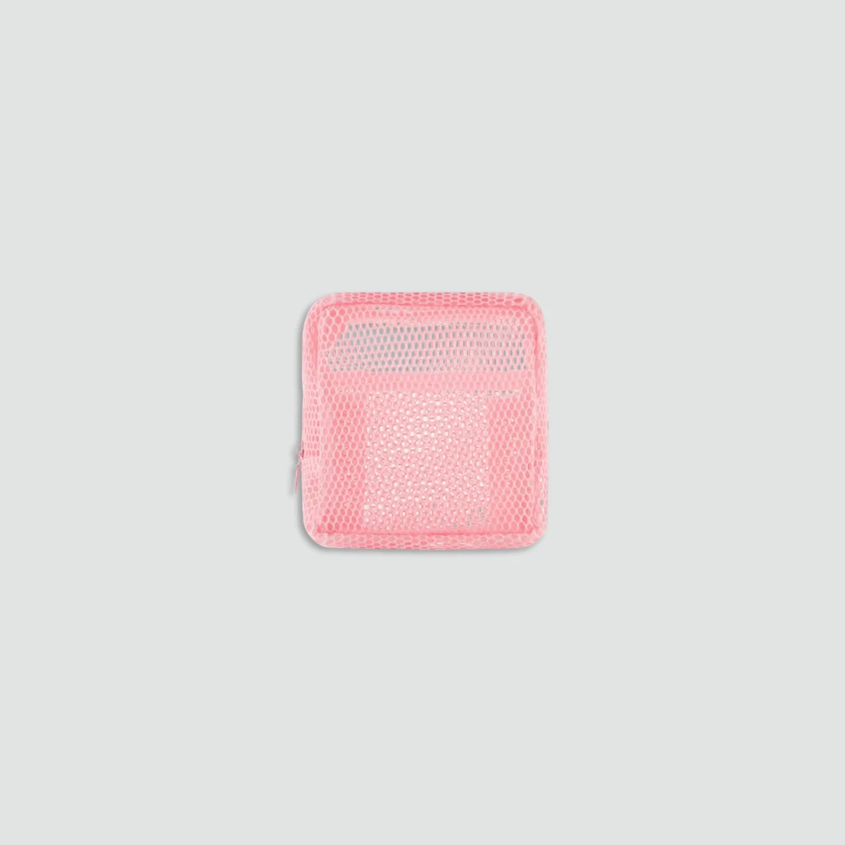 Essential vacation holiday getaway portable travel accessories Lipstick Cosmetic sundries supplies Polyester Mesh Travel Bag with Zip Storage Organizer accessory supply bags in pink