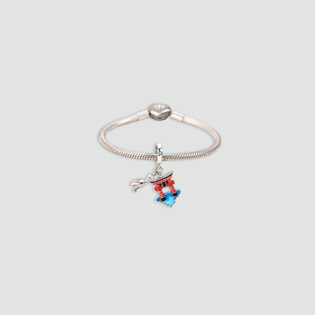 Japanese The Tori Heart Charm Bracelet, Jewelry, Bracelets Jewellery in 925 Silver with Red