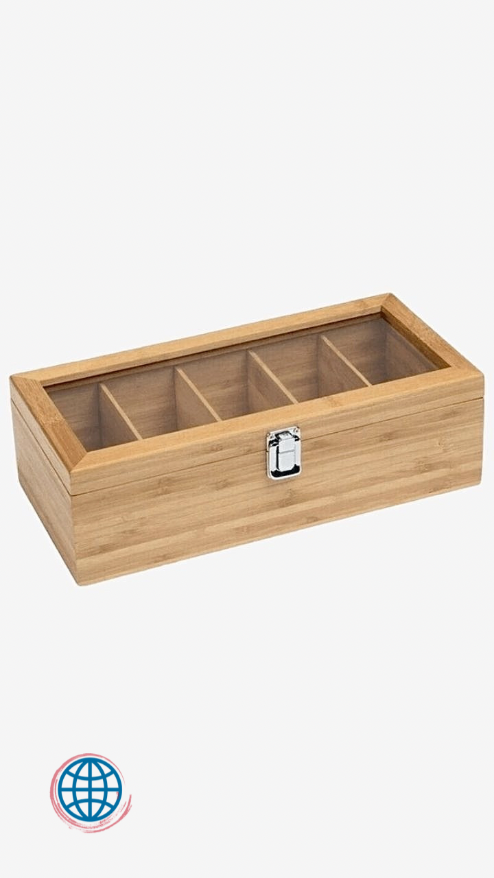 Coffee Tea Storage Box 5 Grids Bamboo Wooden Coffee Tea Box Storage Organizer Sundries Jewelry Storage Box Kitchen Cabinets For Home Decoration Trending