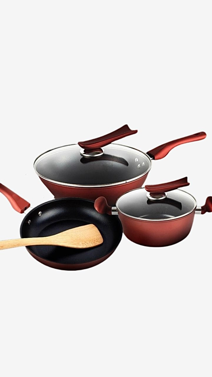 Asian Pot Set Kitchen Pots Non stick Wok Casserole 3 piece set Containing Wok Frying Pan Soup Pan Spatula Cooker General Purpose Cookware Sets Trending