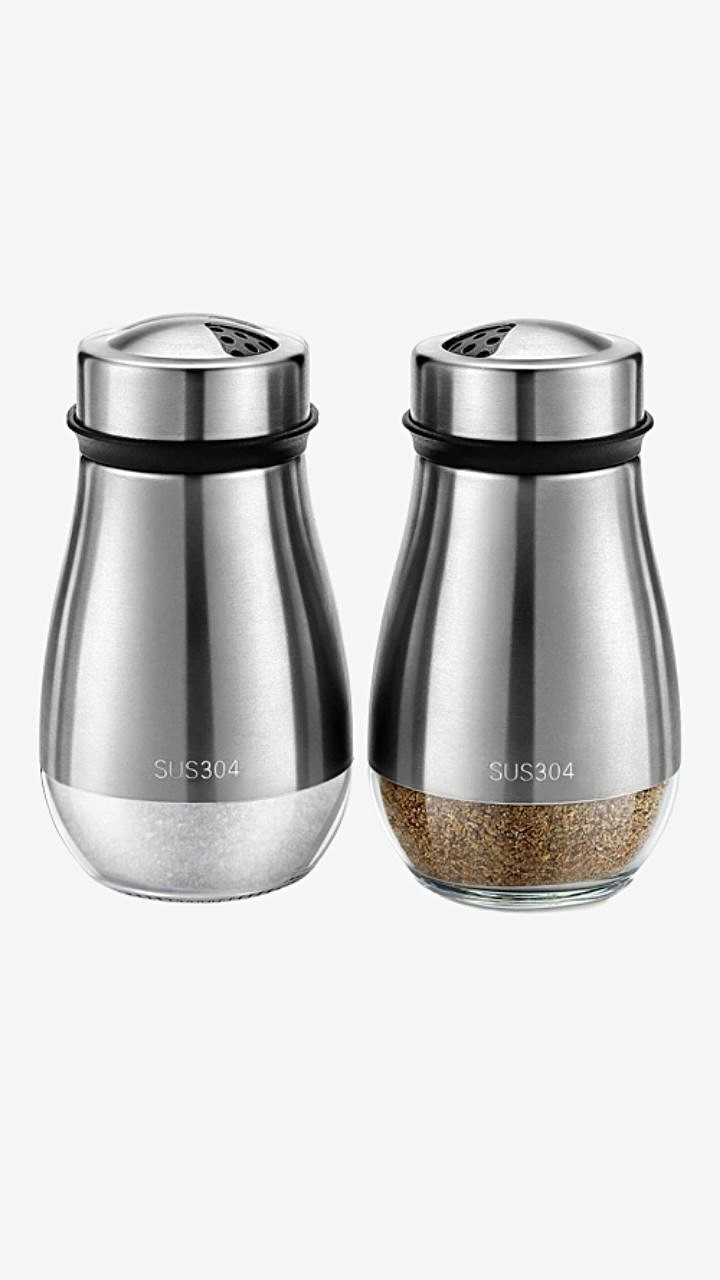 Salt and Pepper Shakers Set  2Pcs Shaker with Adjustable Pour Holes Spice Dispensers Refillable Trending Salt Pigs, Cellars & Servers