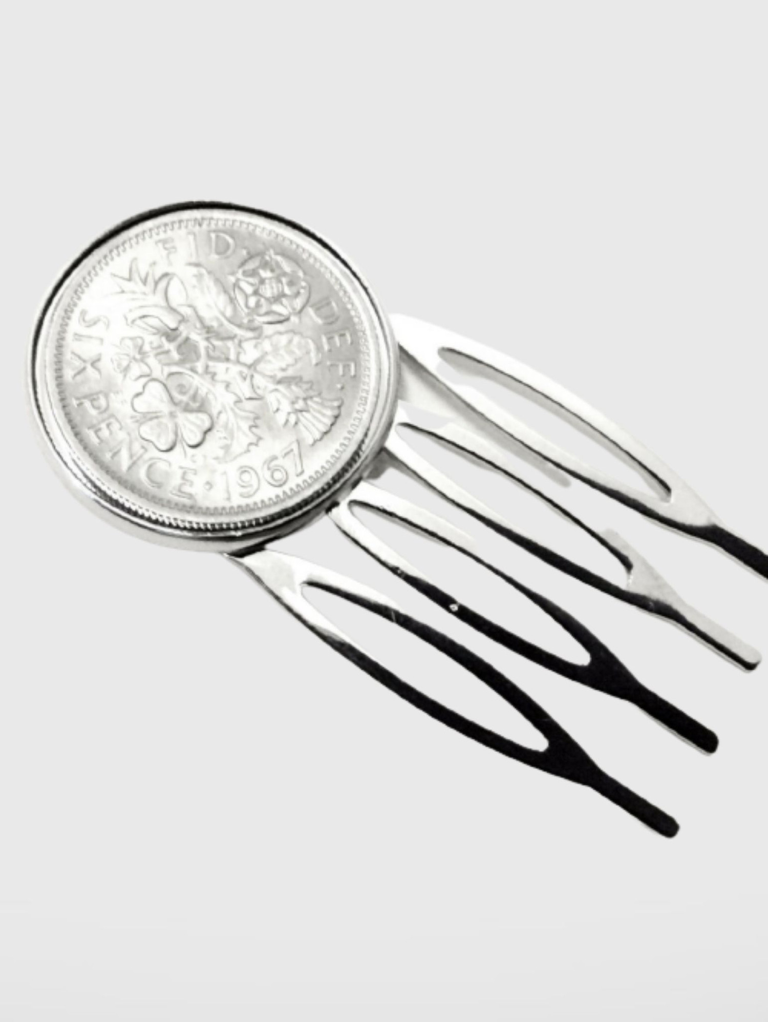 Lucky Sixpence British Coin Hair Clip,  Coin, Coins, Jewelry, hairclips Jewellery, England Select UK Royalty Coinage Birthday Anniversary gift Choose your year 1923, 1924, 1925, 1926, 1929, 1930, 1931, 1932, 1933, 1936, 1937, 1939, 1940, 1941, 1942, 1943, 1944, 1945, 1946, 1947, 1948, 1949, 1950, 1951, 1952, 1953, 1954, 1955, 1956, 1957, 1958, 1959, 1960, 1961, 1962, 1963, 1964, 1965, 1966, 1967 accessories