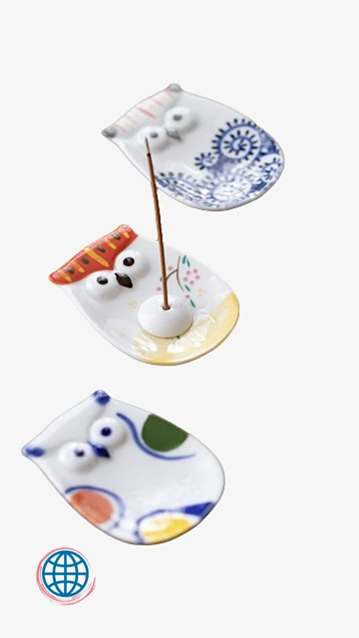 Japanese Ceramic Owl Incense Stick Holder Japan Animal Ceramic Plant Incense Holder Incense Stick Plate Burner Base for Buddhism Yoga Home Decor Burners Trending