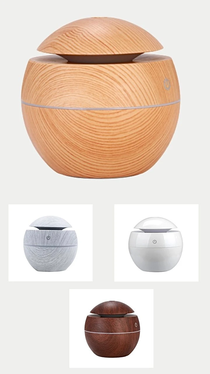 Wooden Air Humidifier  Humidifiers Electric Aroma Diffuser Wood Ultrasonic 130ML Essential Oil Aromatherapy Cool Mist Maker For Home Trending in Light / Dark Brown Grain White Gray / Grey color