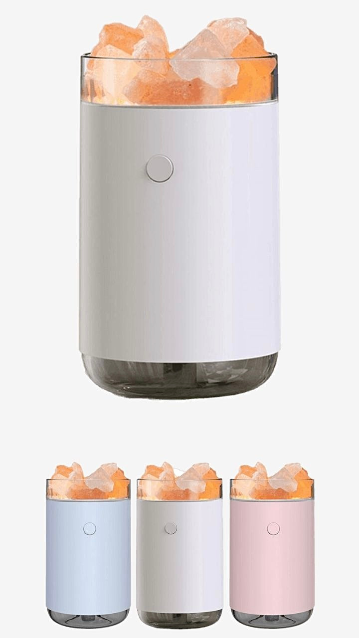 Crystal Aromatherapy Humidifier USB Essential Oil Diffuser Sprayer Colorful Light Atmosphere Lamp Salt Stone Air Humidifiers Incense Burners Trending in White Blue Pink