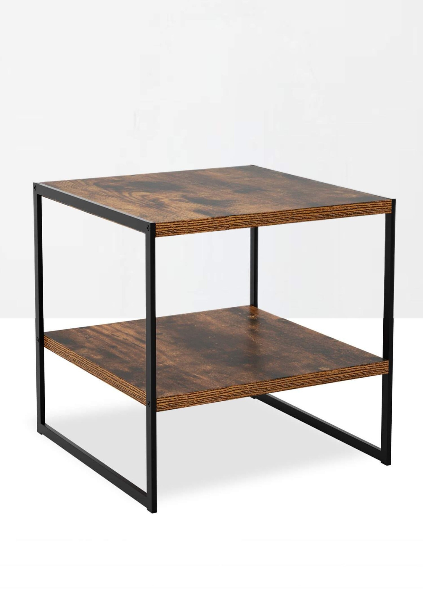 Industrial Side Table miteigi Brown Wooden Bedside Corner Desk Rustic with Storage Cabinet Metal Wood End Unit Indoor Furniture Coffee Tables Trending