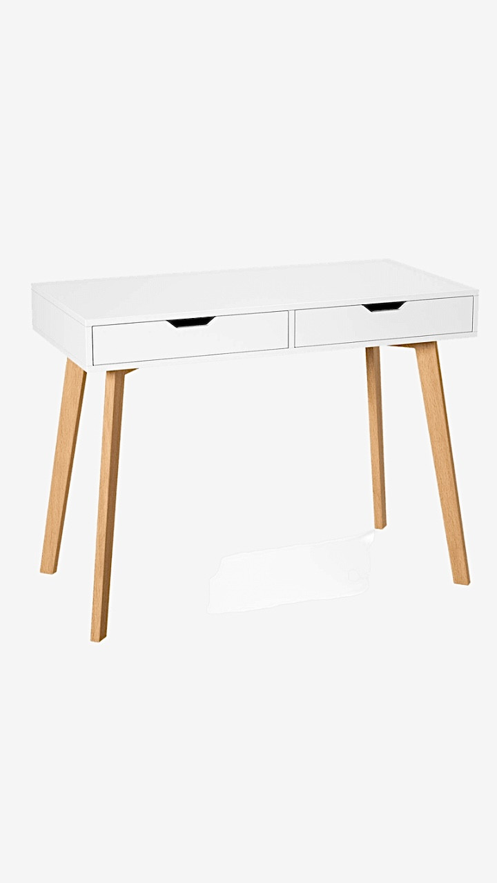 Study Writing Table Desk Tables Durable For Computer For Studio Office Bedroom With 2 Drawers White Trending