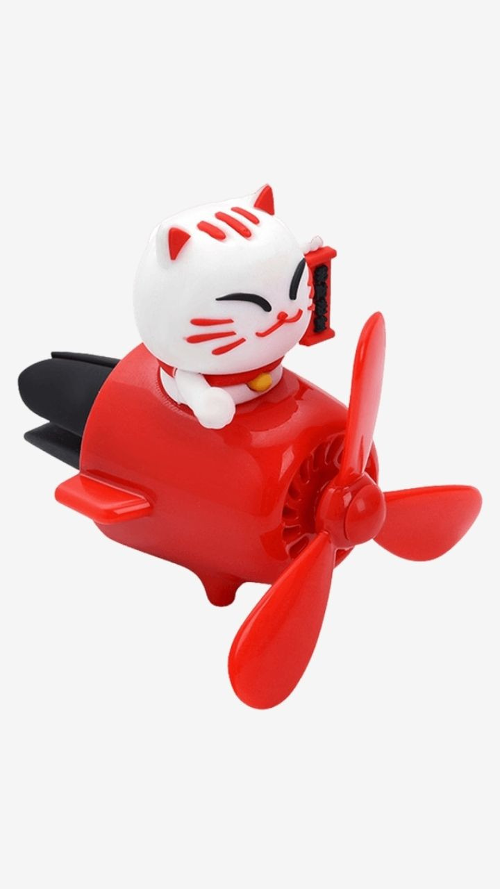 Lucky Cat Pilot Car Air Freshener Aromatherapy Rotating Propeller Perfume Air Outlet Fragrance Flavor Kitten Pilots Exotic Accessories Trending