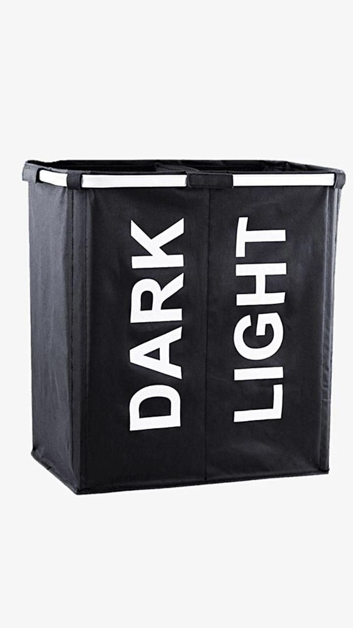 Foldable Split Laundry Bag Basket High Capacity Dirty Clothes Hamper Home Bathroom Organizer Collapsible Drawstring Waterproof Storage Hampers Bags Trending in Black Dark Light Gray / Grey Red Blue White