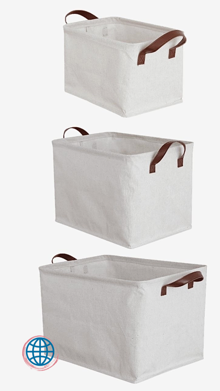 Cotton Linen Laundry Basket with Handle Dirty Clothes Collapsible Hamper Toy Household Sundries White Storage Baskets Trending