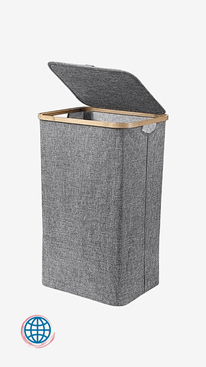 Tall Laundry Hamper with Lid Bamboo Dirty Clothes Basket with Handle Collapsible Gray / Grey Hampers for Clothing Organizing Baskets Trending