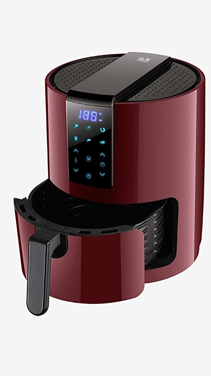 3.5L Inteligent Air Fryer LCD Display Oil Free Smokeless Burgundy Red Touch Screen Automatic Electric Hot Air Frying Fryers Trending