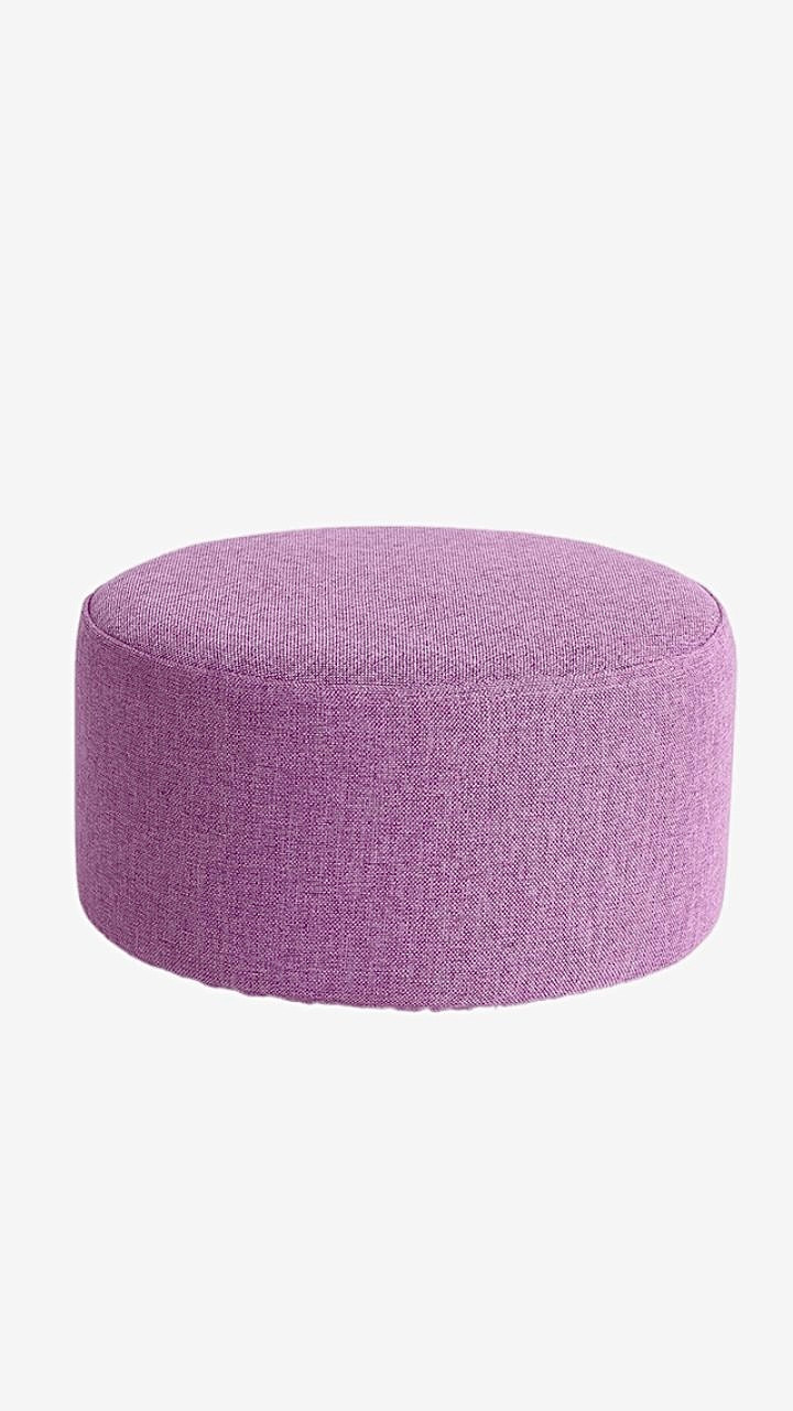Cotton Linen Wooden Low Stool Fashion Modern Natural Solid Wood Board Creativity Home Kids Round Washable Soft Lilac Purple Non slip Foot Children Stools Trending