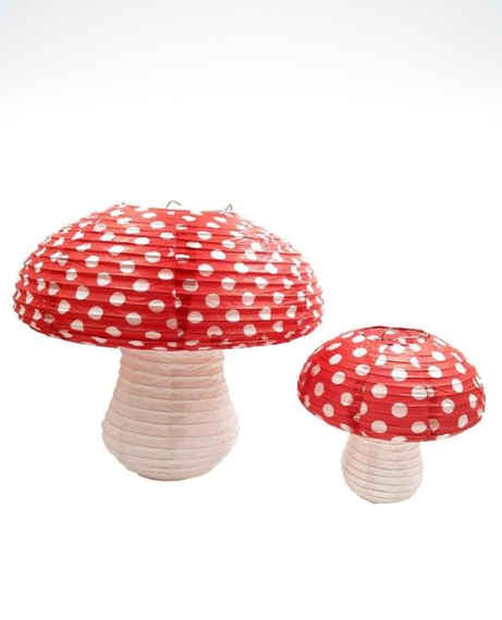 Mushroom Paper Lantern 3D Large Mushrooms Shaped Red White Lanterns for Birthday Party Decor Hanging 3D Trending Details