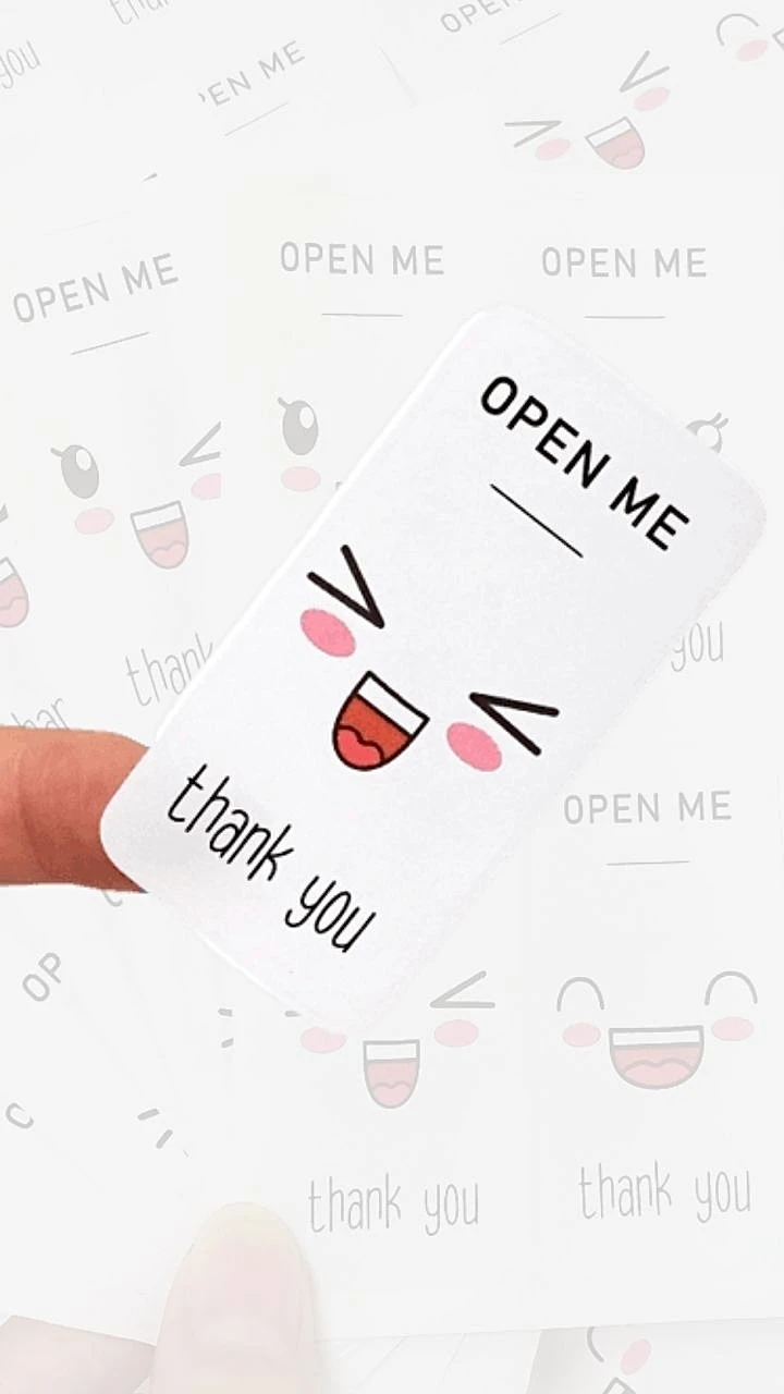 OPEN ME Kawaii Stickers 40 100pcs Cute Japanese 3*6cm Labels Thank You Sticker for Small Business Package Shipping Decor Gift box bag Trending Japan Label