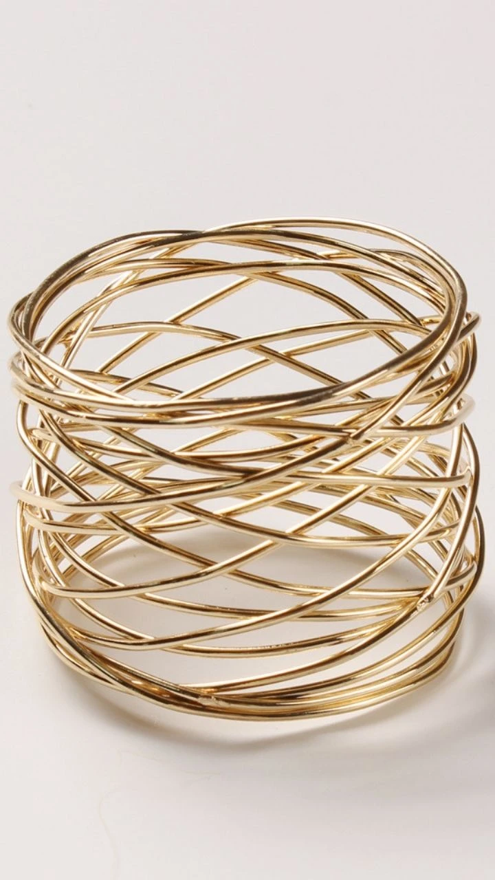 Wire Nest Napkin Ring 12-Piece 12PCS Wedding golden wired wrapped desktop decoration for party wedding banquet reception Western food etiquette decor Trending Napkins Rings