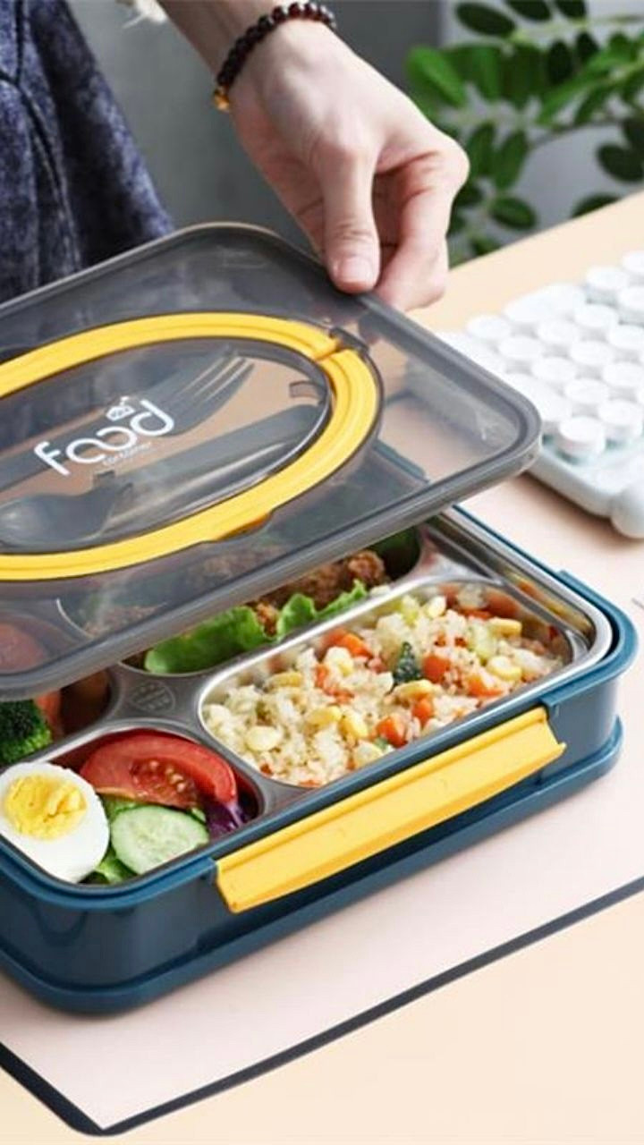Stainless Steel Japanese Lunch Box Portable With Spoon Compartment Bento Kitchen Leakproof Storage Container Trending Japan food Boxes