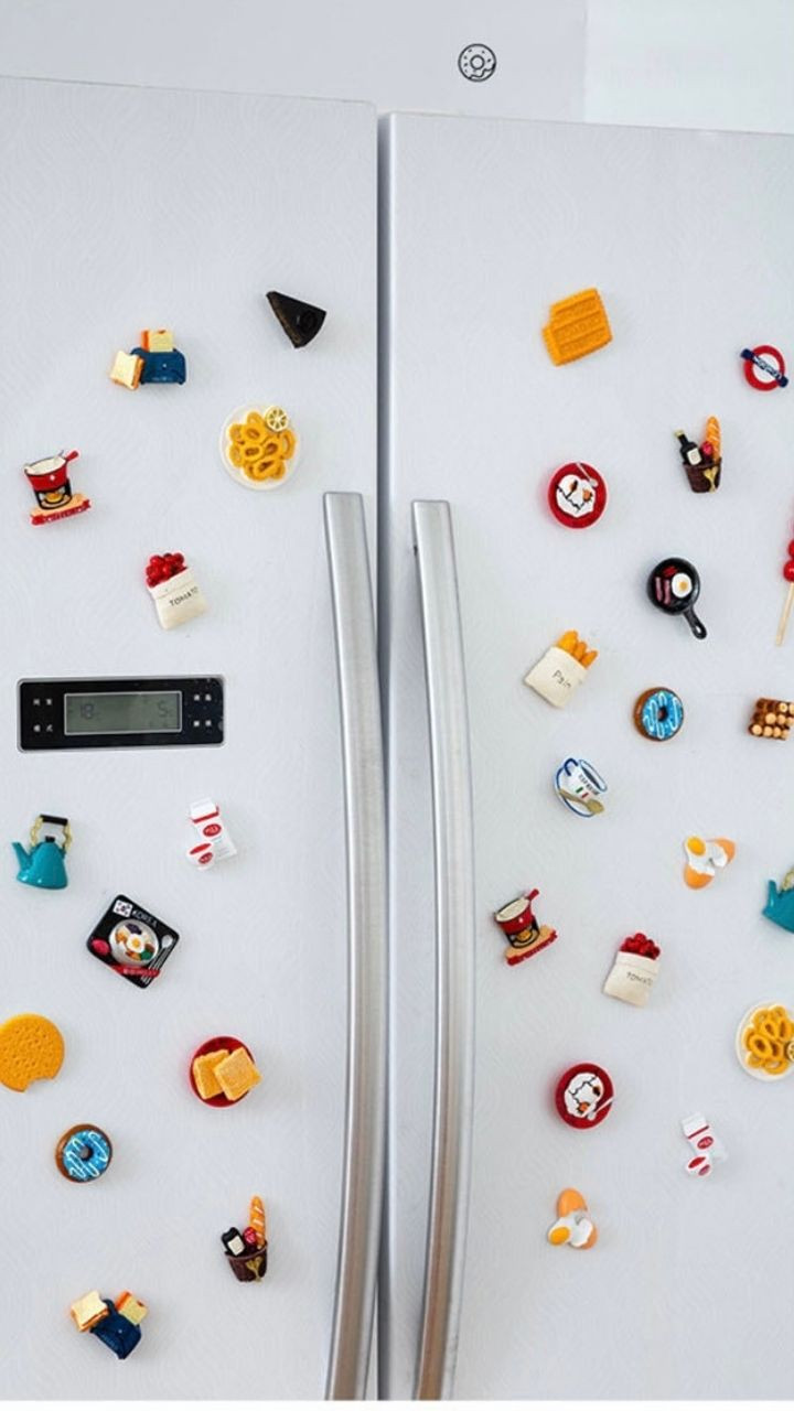 Food Fridge Magnets Cartoon Resin Magnet Sticker Creative 3D Bread Egg Message Sticker Kids Children Toy Home Kitchen Decoration Refrigerator Magnets Trending in Banana Bananas Carrot Cracked Egg Espresso Cup Grapes Kettle Milk Picnic Hamper Strawberry Tomato