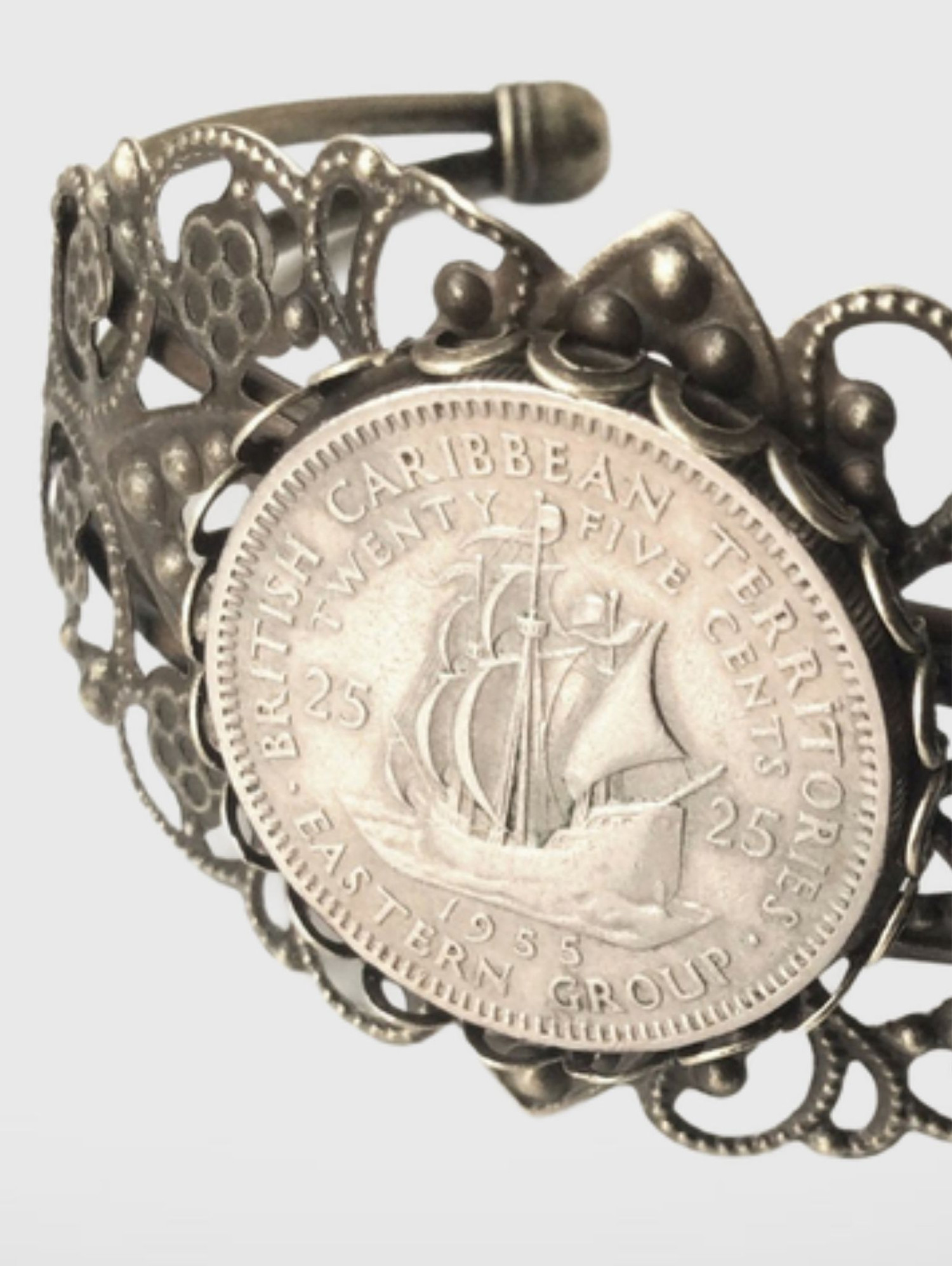 1955 Twenty Five Cents British Caribbean Territories Coin Bracelet