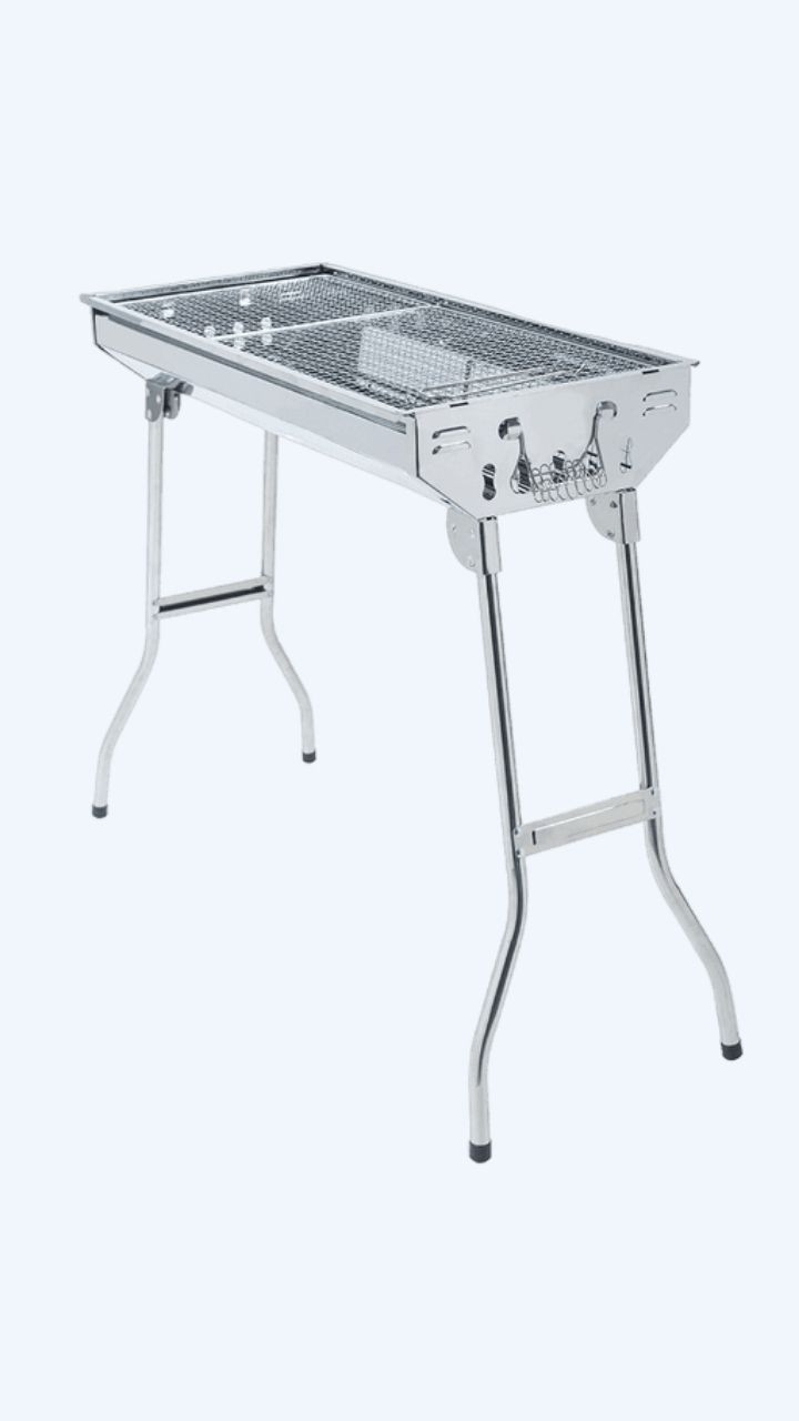 Stainless Steel Folding BBQ Grill Large Portable Outdoor Entertaining Cping Picnic Barbecue Meat Rack Trending Silver Charcoal Grill Grilling Accessories