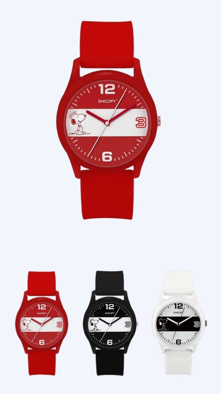 Snoopy Japan Quartz Wristwatch Official Children Kids Casual Japanese Wristwatches Peanuts Watch Silicone Strap Watches Trending in Red White