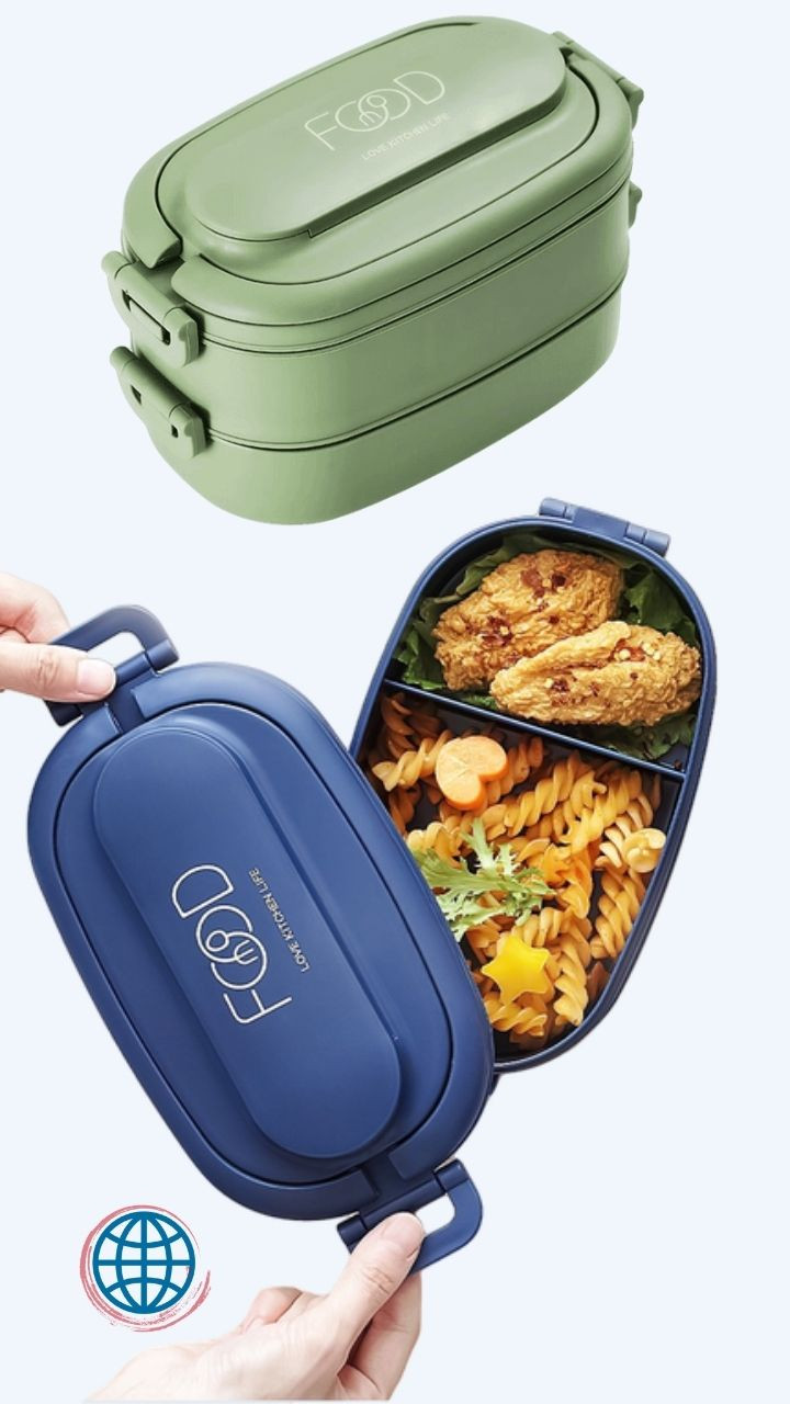 Microwavable Lunch Box Insulated Food Storage Container Fruit Salad Microwavable Tableware Lunchbox For Adults Kids Cute Trending Bento Boxes in Blue Green