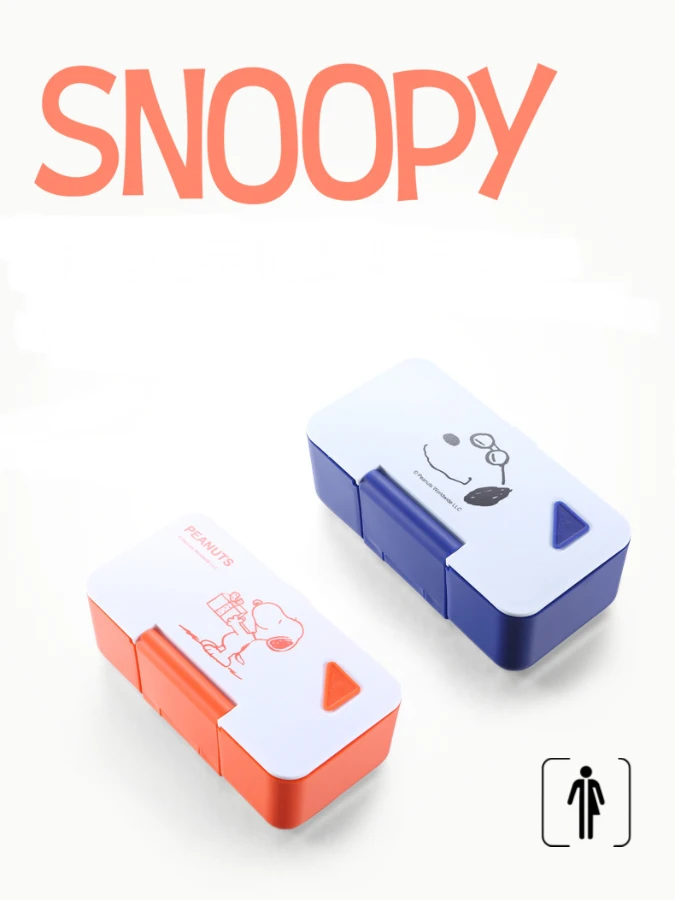 Snoopy Plastic Lunch Box Fresh Bowl Keep Warm Japanese  Kawaii bento Lunch Box Food Storage Containers Eco Friendly Container Microwavable Trending Japan Bento Boxes in Blue Orange