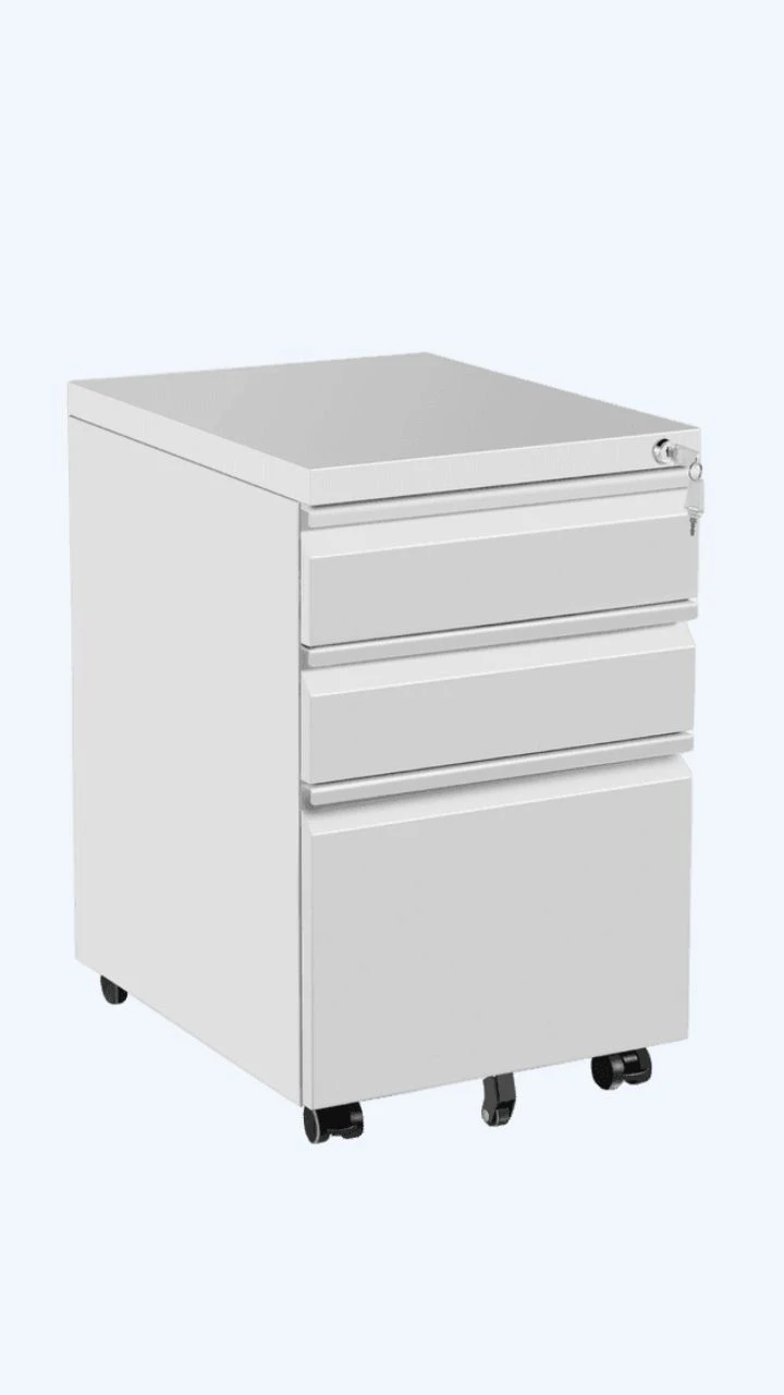 3 Drawer Filing Cabinet White with Lock SPCC for School Hospital Stationery Magazine Trending Office Study Room Storage