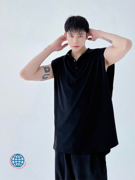 Oversized Vest  Men’s Turn-Down Collar Sport T-Shirt Top Shoulder Pad Solid Color Sleeveless Casual Gym Fitness Vests Tops Clothing Sportswear Fashion Sports T-Shirts for Man Trending in Black