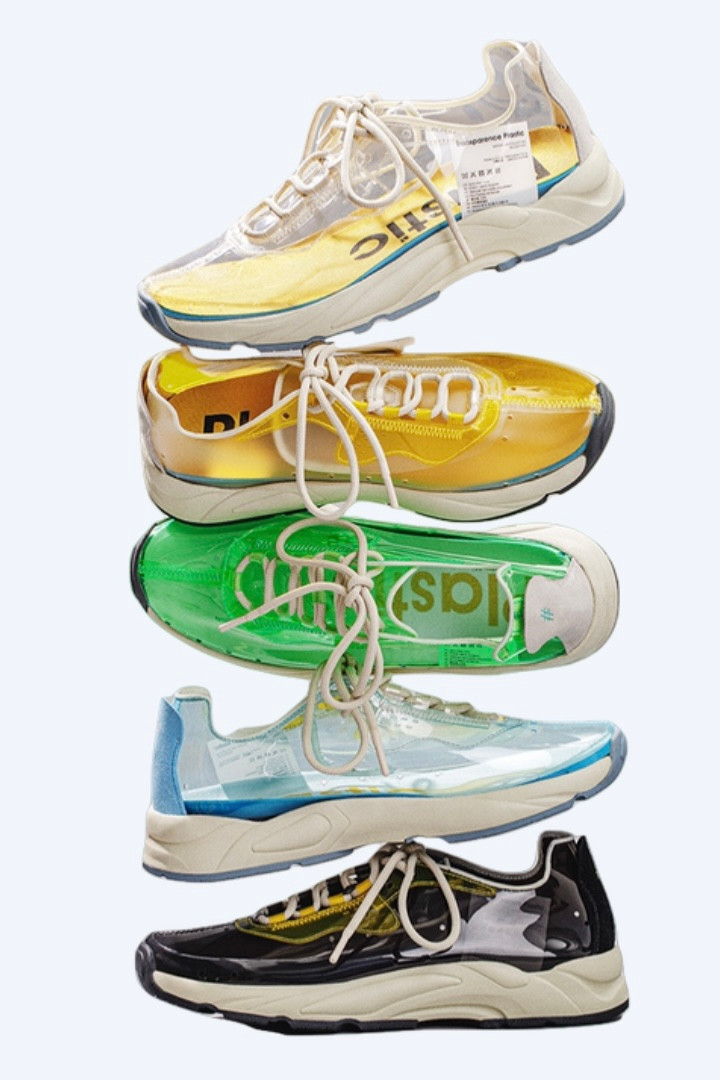 Transparent Low-Cut Sneakers Men's Permeability Fashion Shoes Net Trend Low Heel Casual Multicolor Sports Walking Shoe for Man Trending in Transparent Black Blue Green Yellow