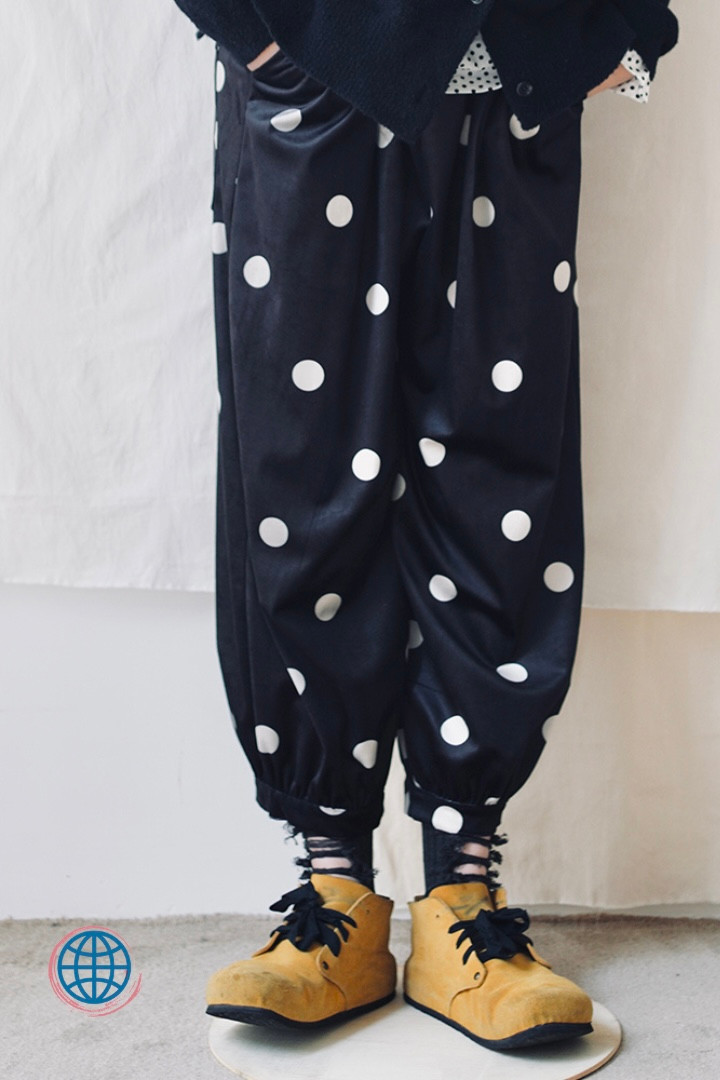 Mid Rise Harem Pants women's Japanese original black wave point casual wild polka dot warm Japan pants Trending for Woman