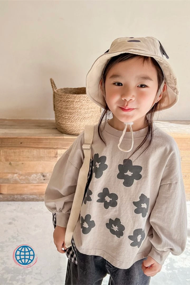 Kids Ribbed Crewneck Top Children Girls Long Sleeve Shirt T-Shirt Sweet Baby Girl Fashion Big Flower Loose Tops Cotton Comfortable T-Shirts Clothes Trending in Gray / Grey
