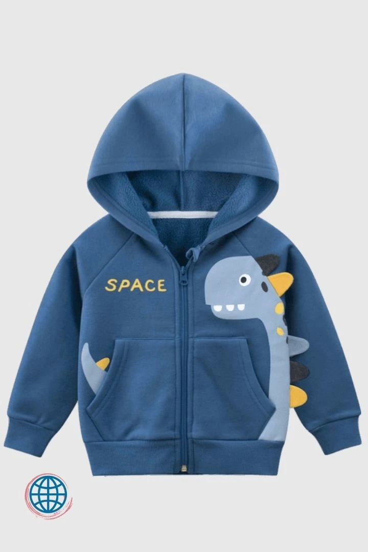 Cotton Hoodie Jacket Winter Kids Boys Girls Boy Girl Sport Sports Outerwear cartoon Zipper Blue Hooded Big Pockets SPACE Dinosaur Trending Jackets For Boys Girls Toddler Kids Dino Coat Outwear 2-9Y