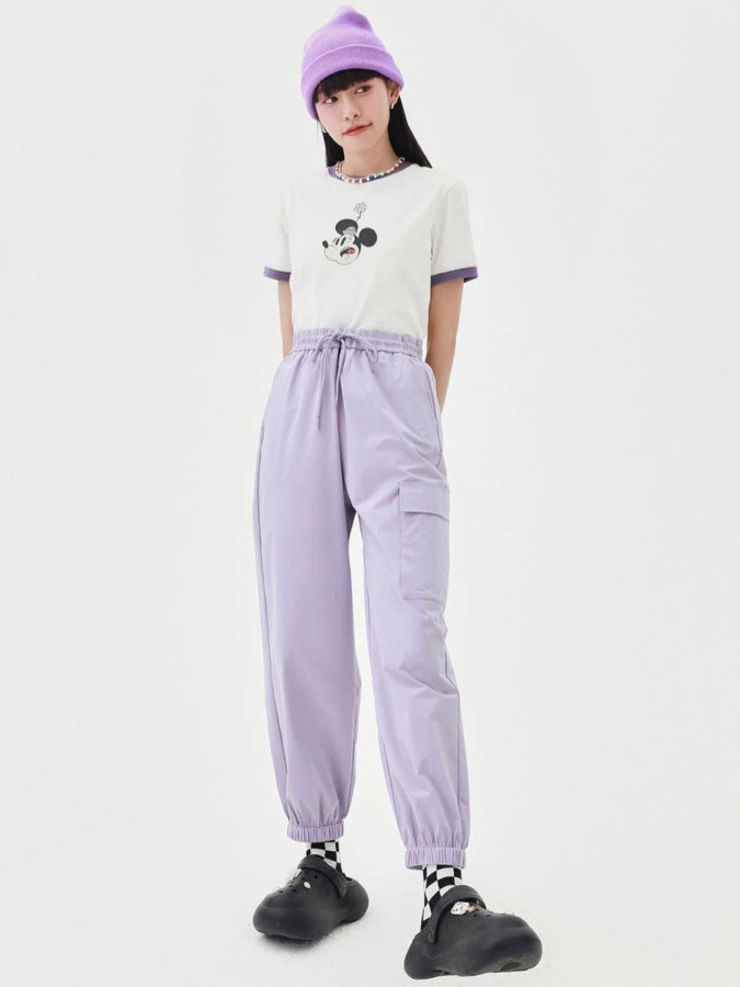 Mid-Rise Out Pockets Joggers Women’s Jogger Sportswear Solid Color Loose Mid Rise Cool Lady Pants Activewear for Woman Trending in Light Lilac Purple